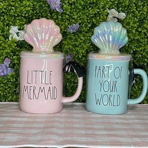 Rae Dunn Disney The little mermaid Mugs with topper